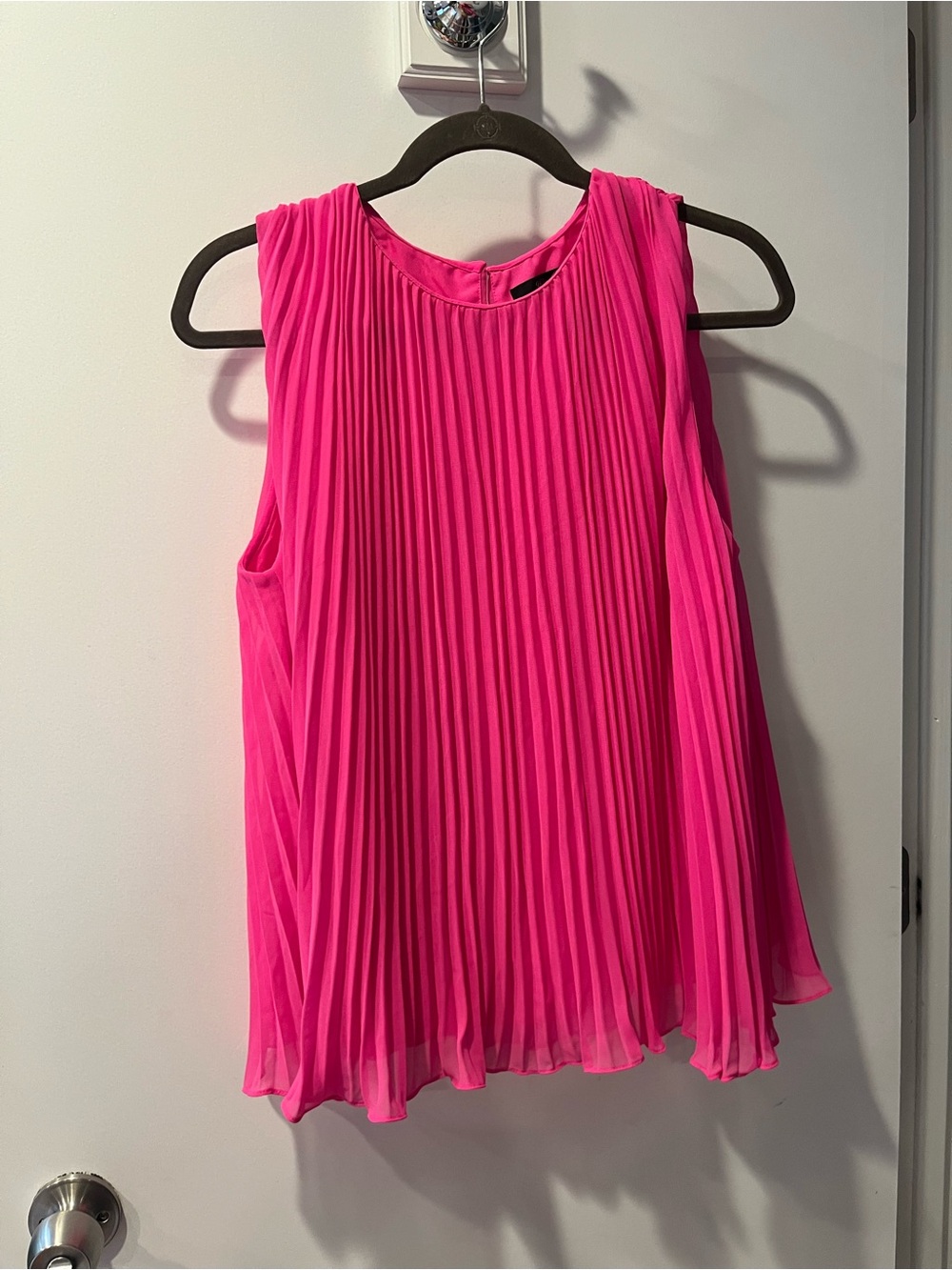 J. Crew Sleeveless Pleated Chiffon Shell in Hot Pink